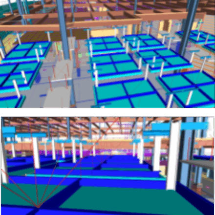 A 3D model of ceilings and walls