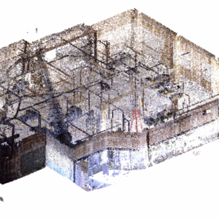 A 3D dot model of a surgical center's floor plan.