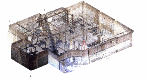 A 3D dot model of a surgical center's floor plan.