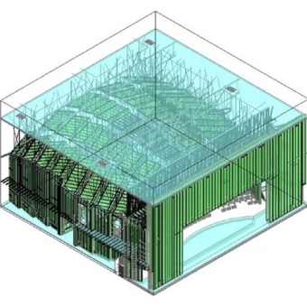 3D framing model of school auditorium
