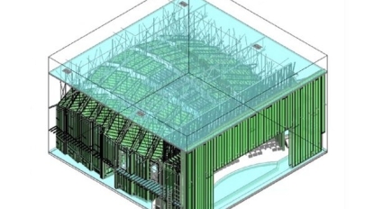 3D framing model of school auditorium