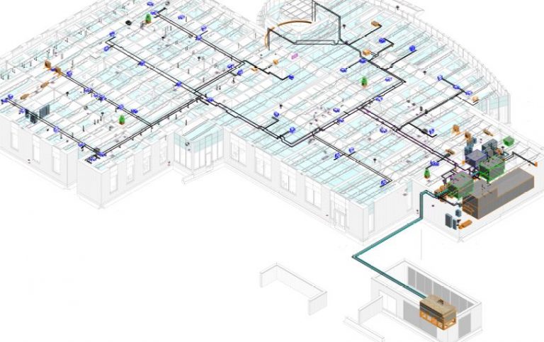 Kelar Pacific’s government military healthcare project with BIM modeling, HVAC shop drawings, and Total Station layout services – 2